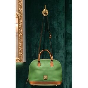 Dooney & Bourke Green Pebbled Leather Zip Zip Satchel Crossbody Bag